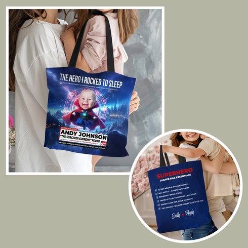 Personalized Superhero Diaper Bag – Baby Sorcerer Supreme Design with Custom Name & Quote